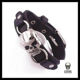 Bracelet Tête de Mort Punk/gothique Vintage en Cuir - Crâne Passion