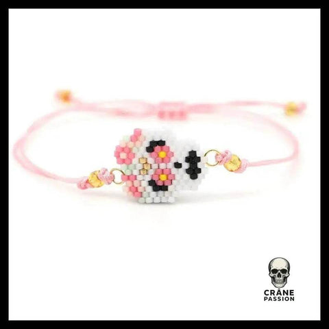 Bracelet Tête de Mort Rose - Crâne Passion