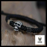 Bracelet Tête de Mort Tissé en Argent - Crâne Passion