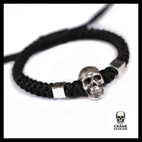 Bracelet Tête de Mort Tissé en Argent - Crâne Passion