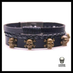 Bracelet Tête de Mort Tresse en Cuir - Crâne Passion
