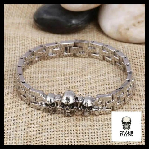 Bracelet Tête de Mort Triple Crâne - Crâne Passion
