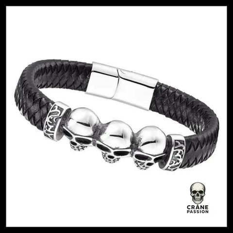 Bracelet Tête de Mort Triple Crâne - Crâne Passion