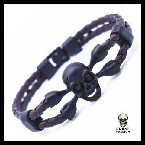 Bracelet Tête de Mort Vintage en Cuir - Crâne Passion