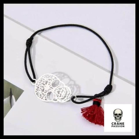 Bracelets Tête de Mort Argentée (lot de 12 Bracelets élastiques) - Crâne Passion