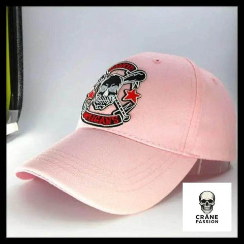 Casquette Tête de Mort Baseball Hooligans Rose - Crâne Passion