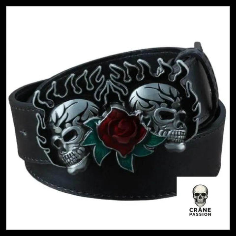 Ceinture Tête de Mort Flamme - Crâne Passion