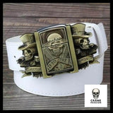 Ceinture Tête de Mort Gangster avec Boucle Incluant Briquet - Crâne Passion