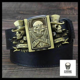 Ceinture Tête de Mort Gangster avec Boucle Incluant Briquet - Crâne Passion