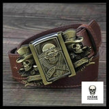 Ceinture Tête de Mort Gangster avec Boucle Incluant Briquet - Crâne Passion