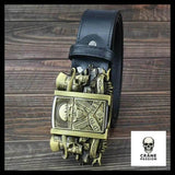 Ceinture Tête de Mort Gangster avec Boucle Incluant Briquet - Crâne Passion