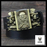 Ceinture Tête de Mort Gangster avec Boucle Incluant Briquet - Crâne Passion