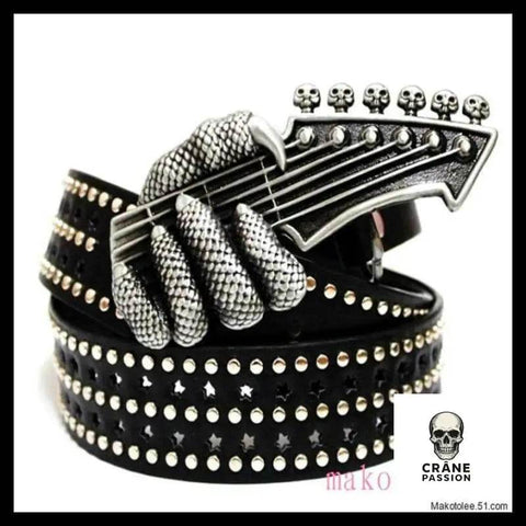 Ceinture Tête de Mort Rock Guitare demoniaque - Crâne Passion