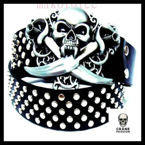 Ceinture Tête de Mort Rock Pirate Jack - Crâne Passion