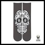 Chaussettes Tête de Mort Calavera Gris et Blanc - Crâne Passion