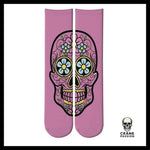 Chaussettes Tête de Mort Calavera Rose Bonbon - Crâne Passion