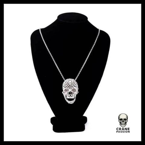 Collier Tête de Mort Bijou Strass - Crâne Passion