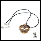 Collier Tête de Mort Charme Mexicain Dore - Crâne Passion