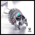 Collier Tête de Mort Chef Indien - Crâne Passion