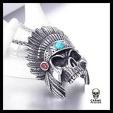 Collier Tête de Mort Chef Indien - Crâne Passion