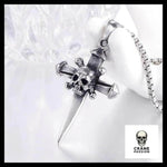Collier Tête de Mort Dague Argentee - Crâne Passion