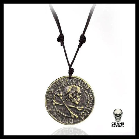 Collier Tête de Mort Monnaie de Pirate - Crâne Passion