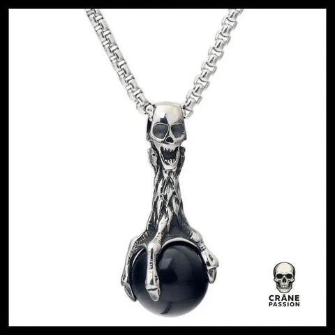 Collier Tête de Mort Perle Noire - Crâne Passion