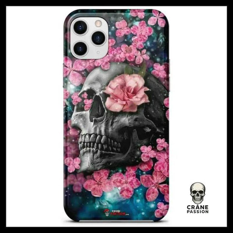 Coque Crâne Et Fleur (iPhone) - Crâne Passion