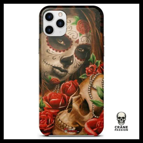 Coque Tête de Mort Mexicaine Avec Rose (iPhone) - Crâne Passion
