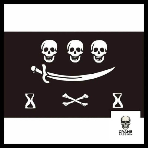 Drapeau Pirate Noir - Crâne Passion