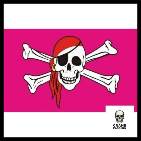 Drapeau Pirate Rose - Crâne Passion