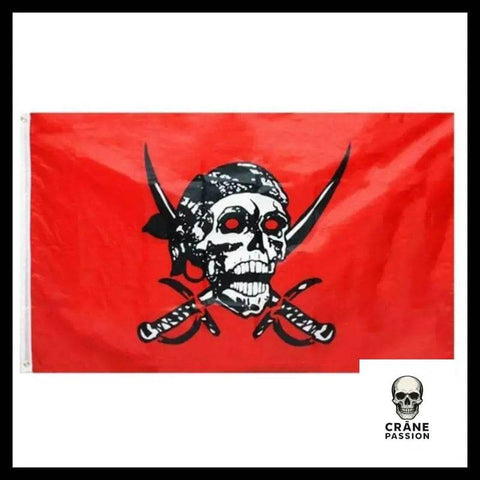 Drapeau Pirate Rouge - Crâne Passion