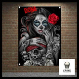 Drapeau Tête de Mort Femme Mexicaine - Crâne Passion