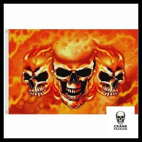 Drapeau Tête de Mort Flamme - Crâne Passion