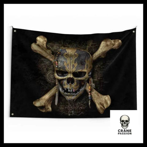 Drapeau Tête de Mort Qui Fait Peur - Crâne Passion