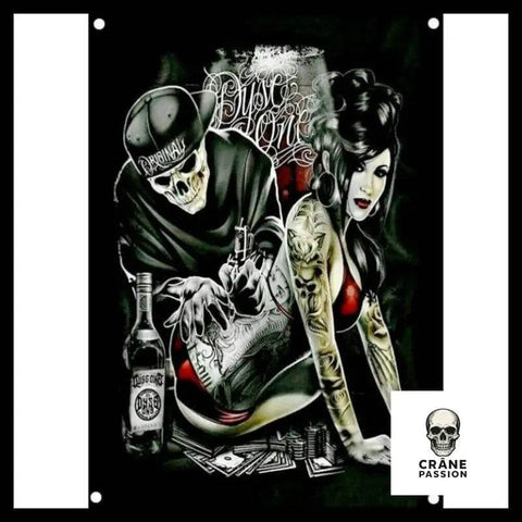 Drapeau Tête de Mort Tatoo - Crâne Passion