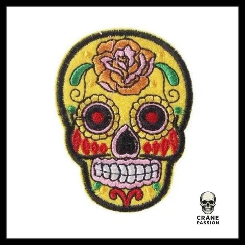 Écusson Crâne Mexicain Fleur - Crâne Passion