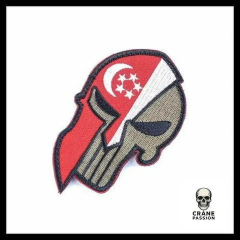 Écusson Drapeau Singapour - Crâne Passion