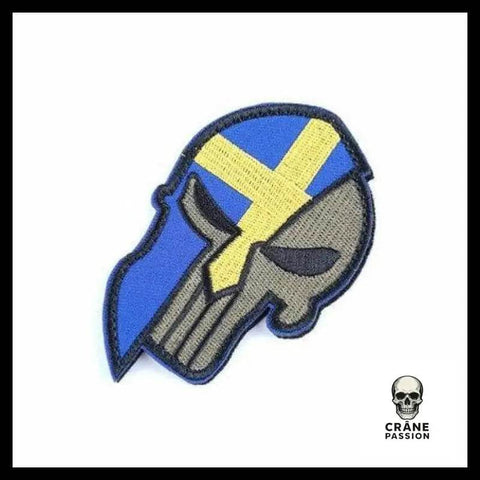 Écusson Drapeau Suédois - Crâne Passion