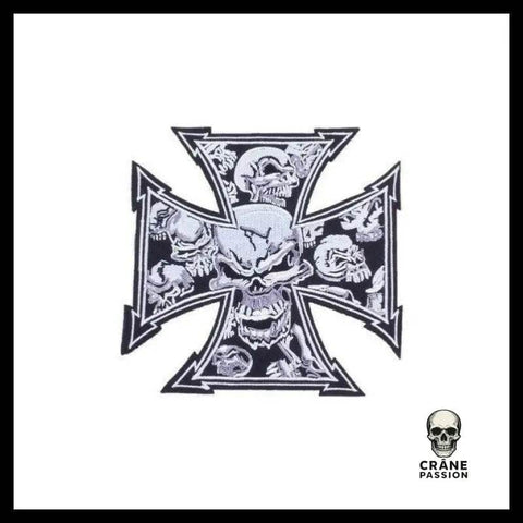 Écusson Tête de Mort Croix - Crâne Passion
