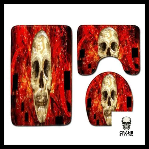 Ensemble Tapis de Bain Crâne Enfer - Crâne Passion