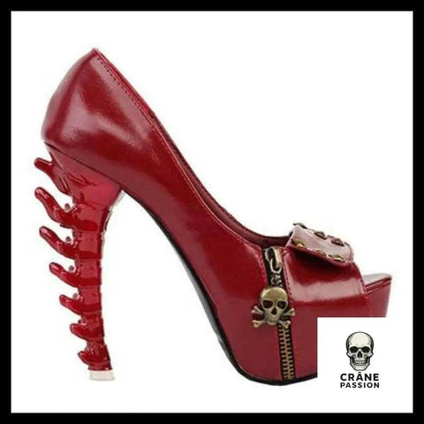 Escarpin Rouge Tête de Mort - Crâne Passion