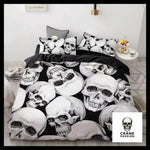 Housse de Couette Tête de Mort Noir et Blanc - Crâne Passion