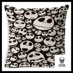 Housse de Coussin Tête de Mort Mr Jack Noir et Blanc - Crâne Passion