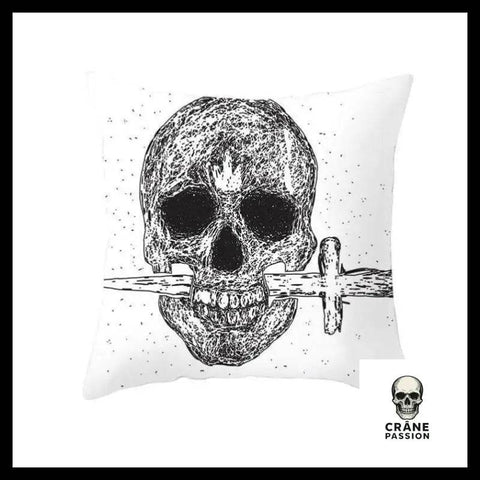 Housse de Coussin Tête de Mort Poignard - Crâne Passion