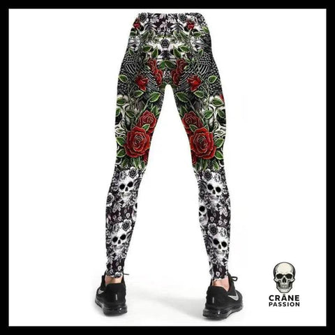 Legging Fleuri Femme - Crâne Passion