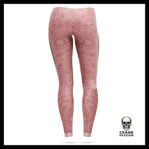 Legging Rose Pâle Crâne - Crâne Passion