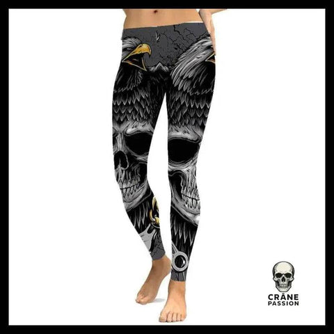 Legging Tête de Mort Aigle Noir - Crâne Passion