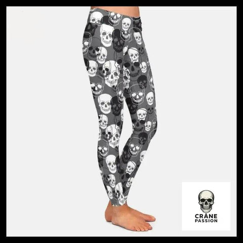 Legging Tête de Mort Crânes Gris - Crâne Passion