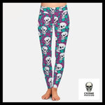 Legging Tête de Mort Feuilles Vertes - Crâne Passion